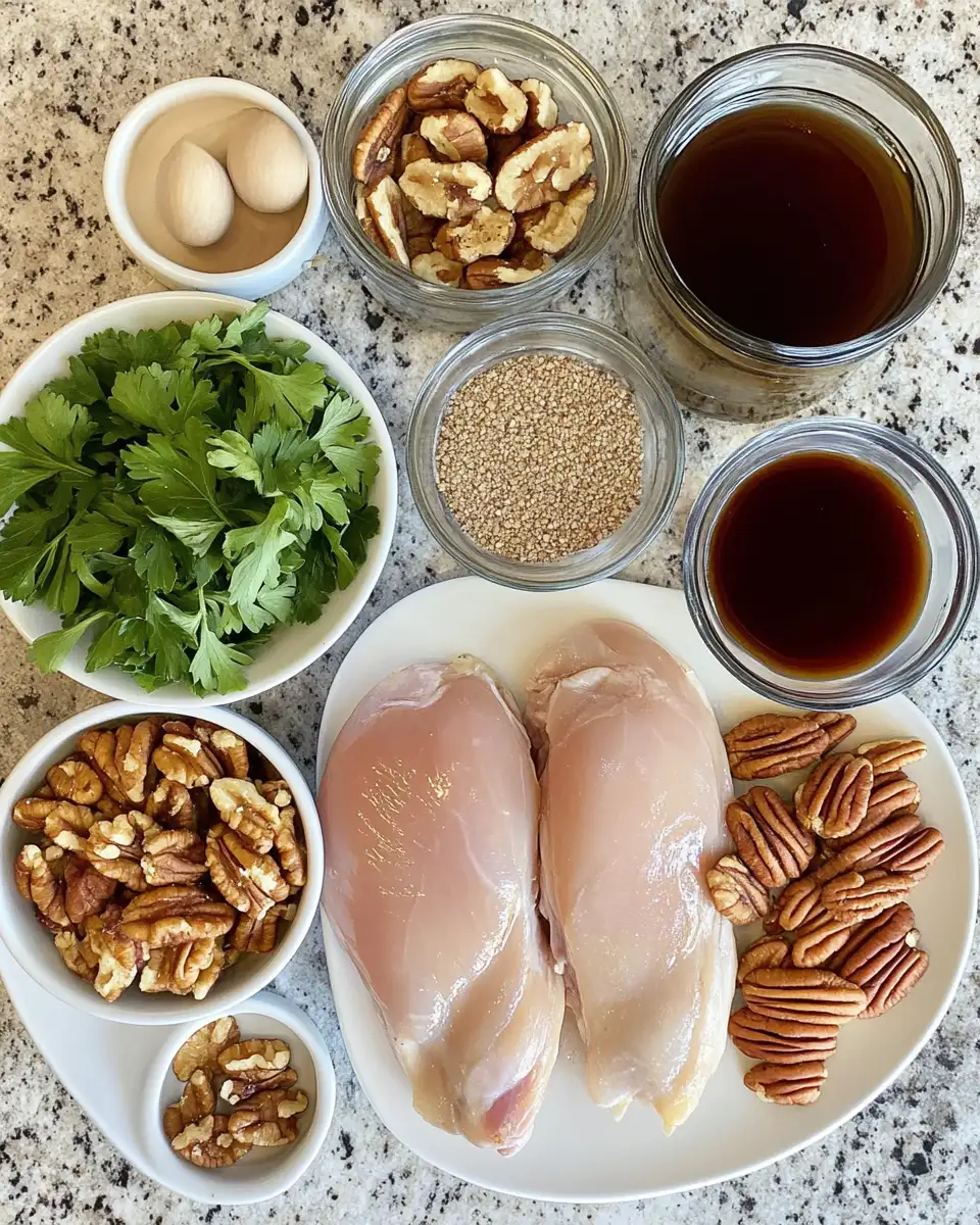 Ingredients for Savor the Sweet and Smoky Delight of Maple Bourbon Pecan Chicken