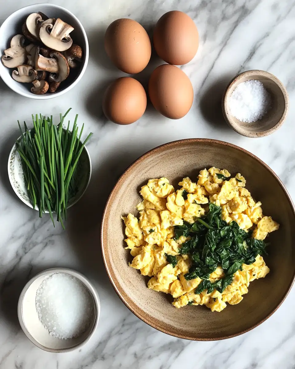 Ingredients for Elevate Your Breakfast Game with Mushroom Spinach Scrambled Eggs