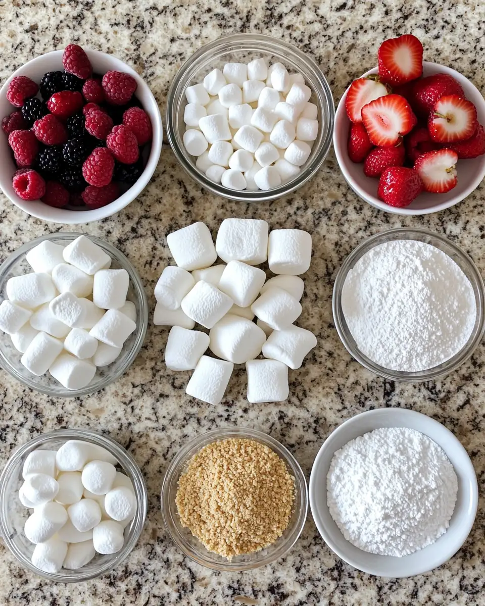 Ingredients for Irresistible No-Bake Marshmallow Cheesecake: A Sweet Treat Without the Heat