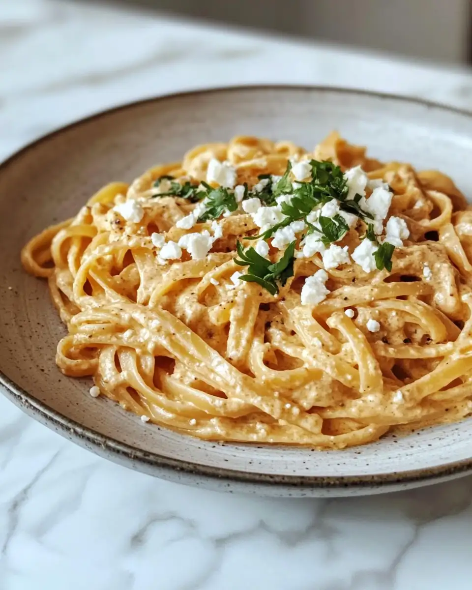 Final dish - Creamy Pumpkin Pasta with Feta: Fall's Flavorful Fusion