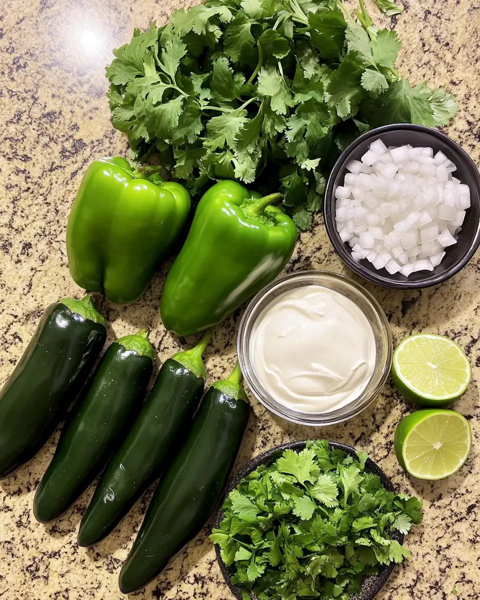 Ingredients for Creamy Comfort in a Bowl: Roasted Poblano Soup Delight