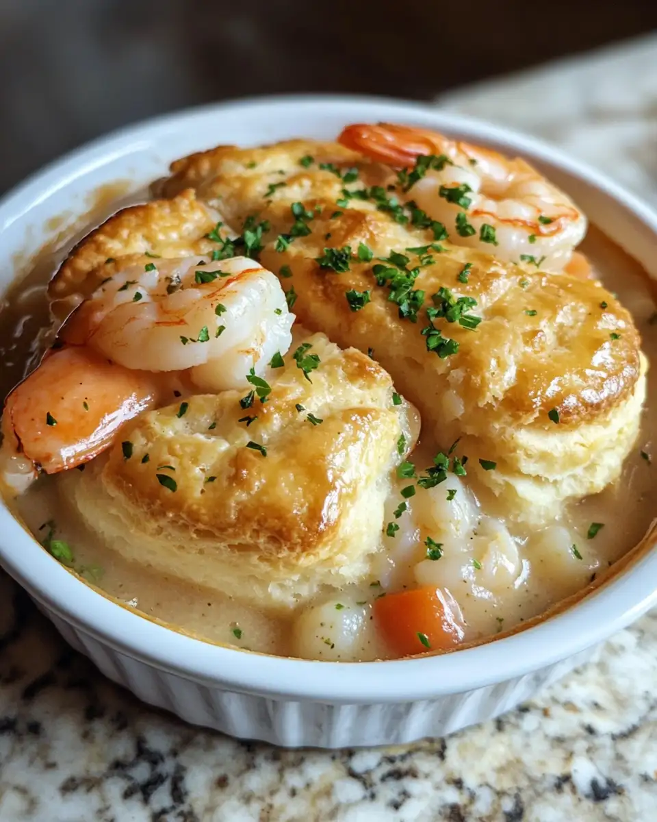Final dish - Decadent Comfort: Dive into a Shrimp & Lobster Biscuit Pot Pie Delight