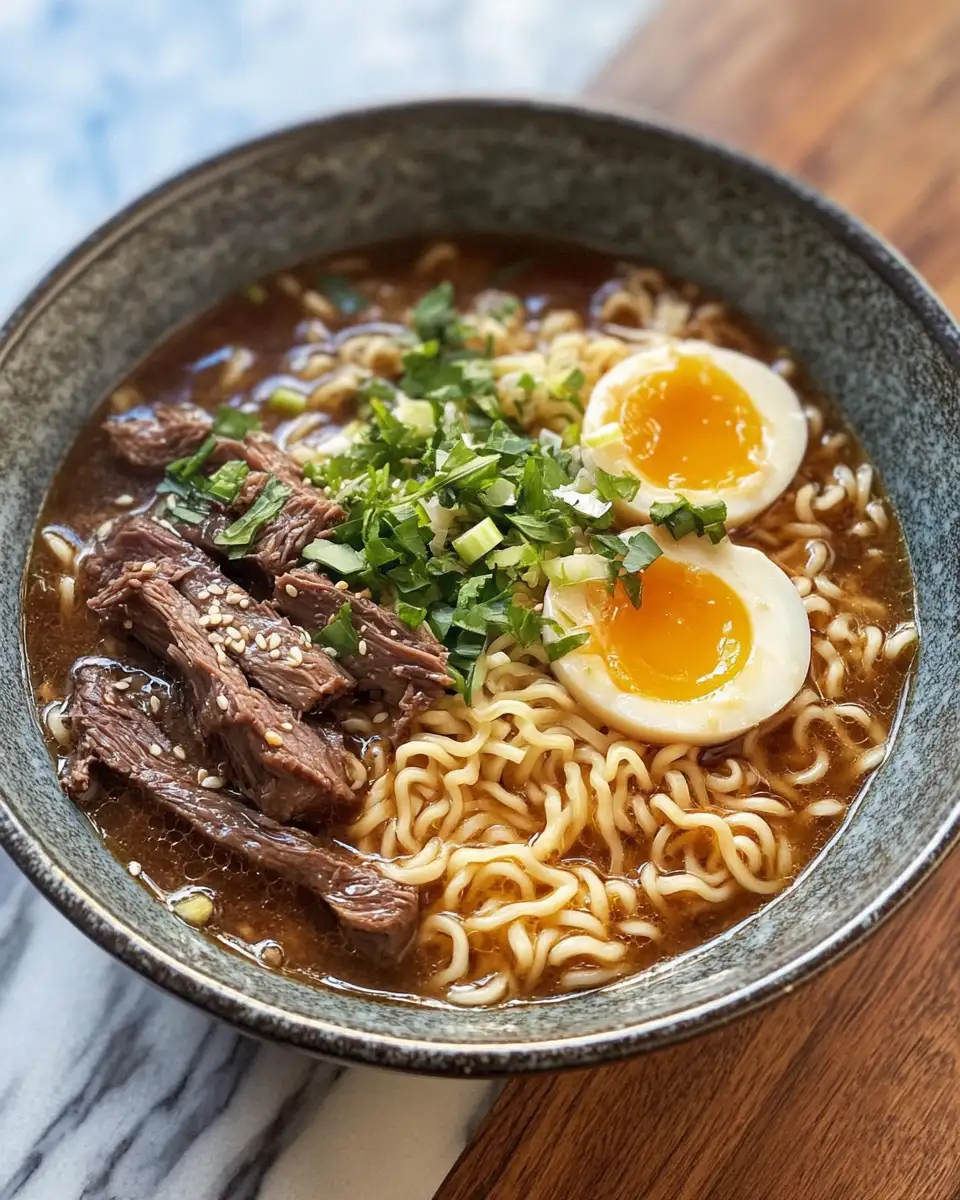 Final dish - Savor the Comfort: Slow Cooker Beef Ramen Noodles Delight