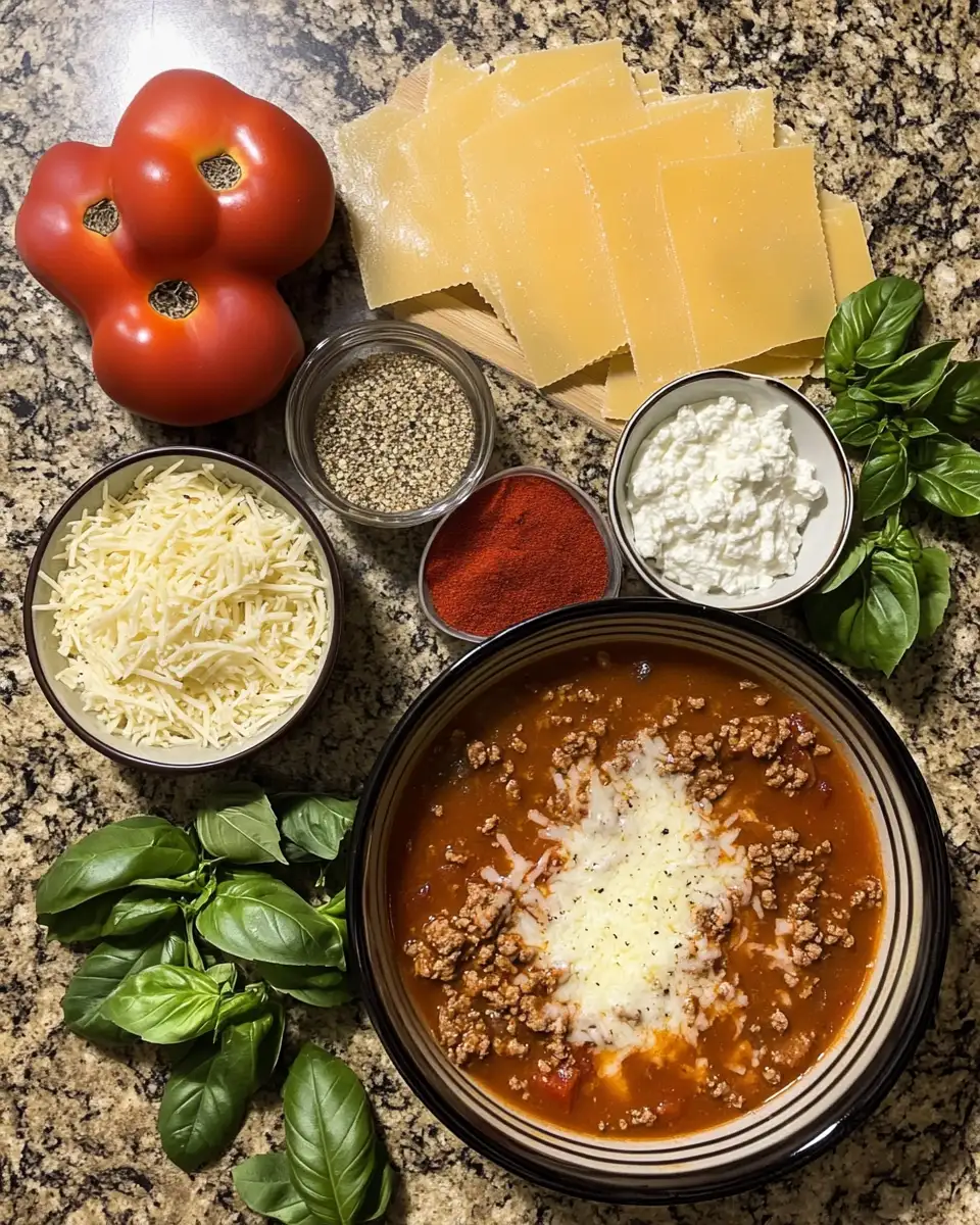 Ingredients for Cozy Comfort in a Bowl: Slow Cooker Lasagna Soup