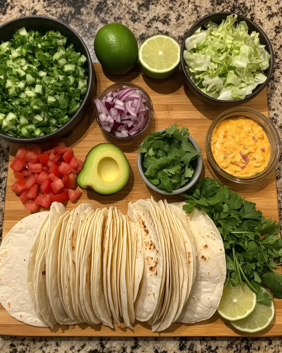Ingredients for Irresistibly Creamy Slow Cooker Queso Chicken Tacos That Wow
