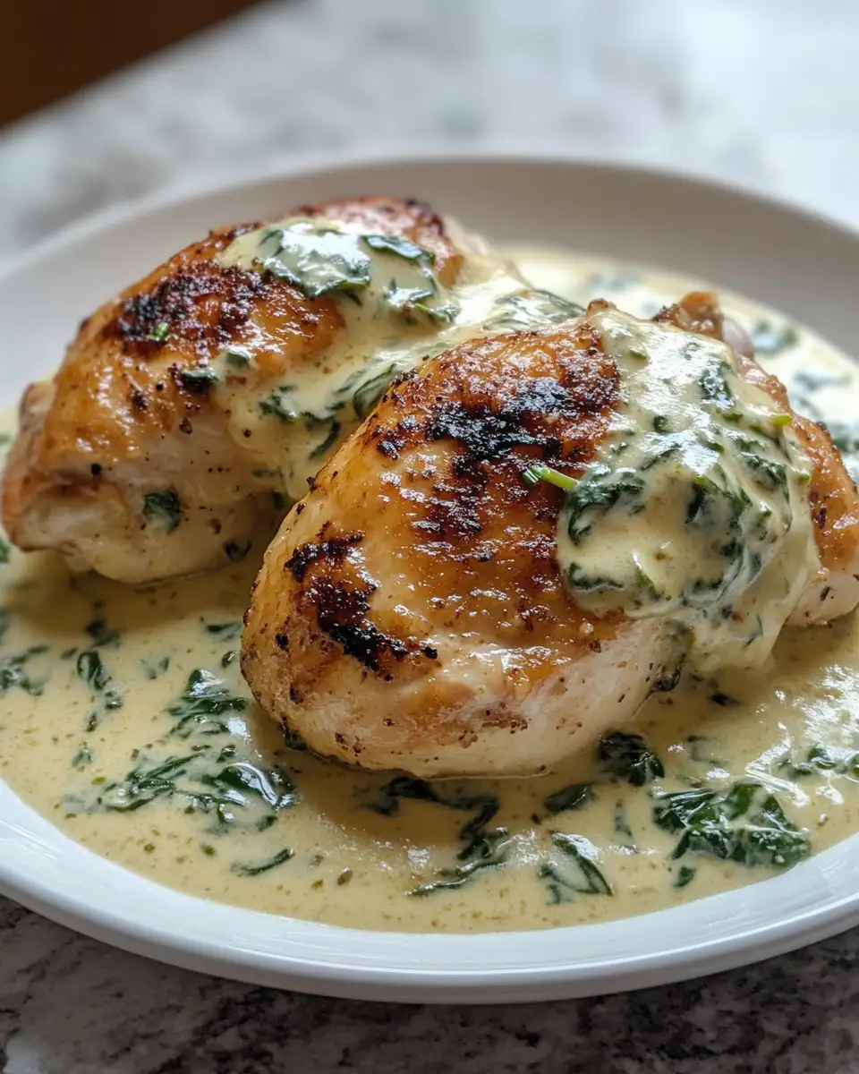 Final dish - Irresistibly Delicious Smothered Chicken with Creamed Spinach Delight