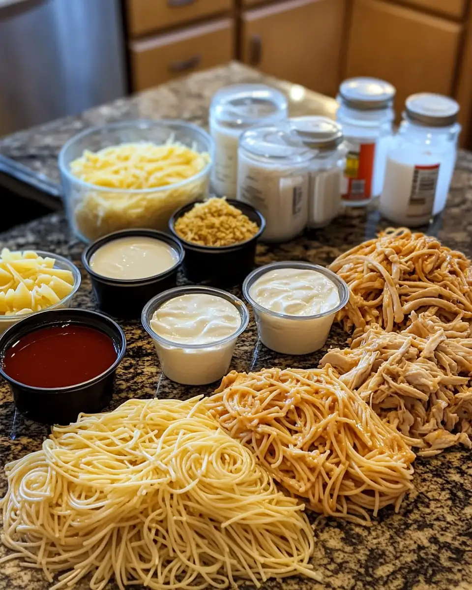 Ingredients for Soulful Southern Chicken Spaghetti Casserole Delight