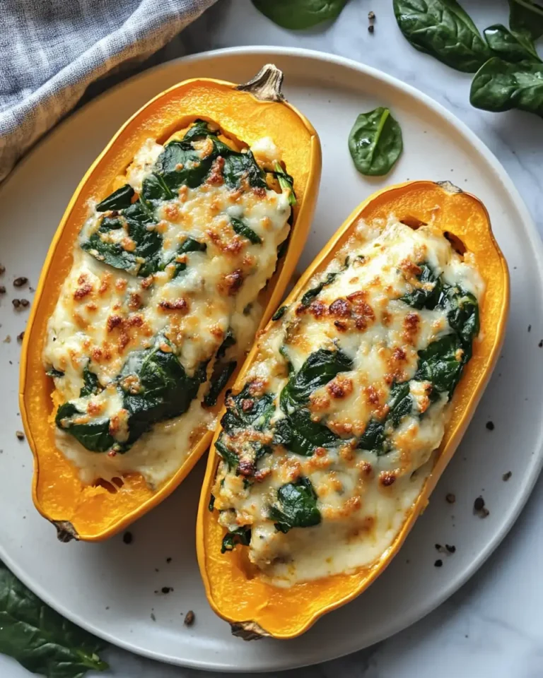 Hearty Harvest Delight: Stuffed Butternut Squash with Spinach and Cheese - Featured Image