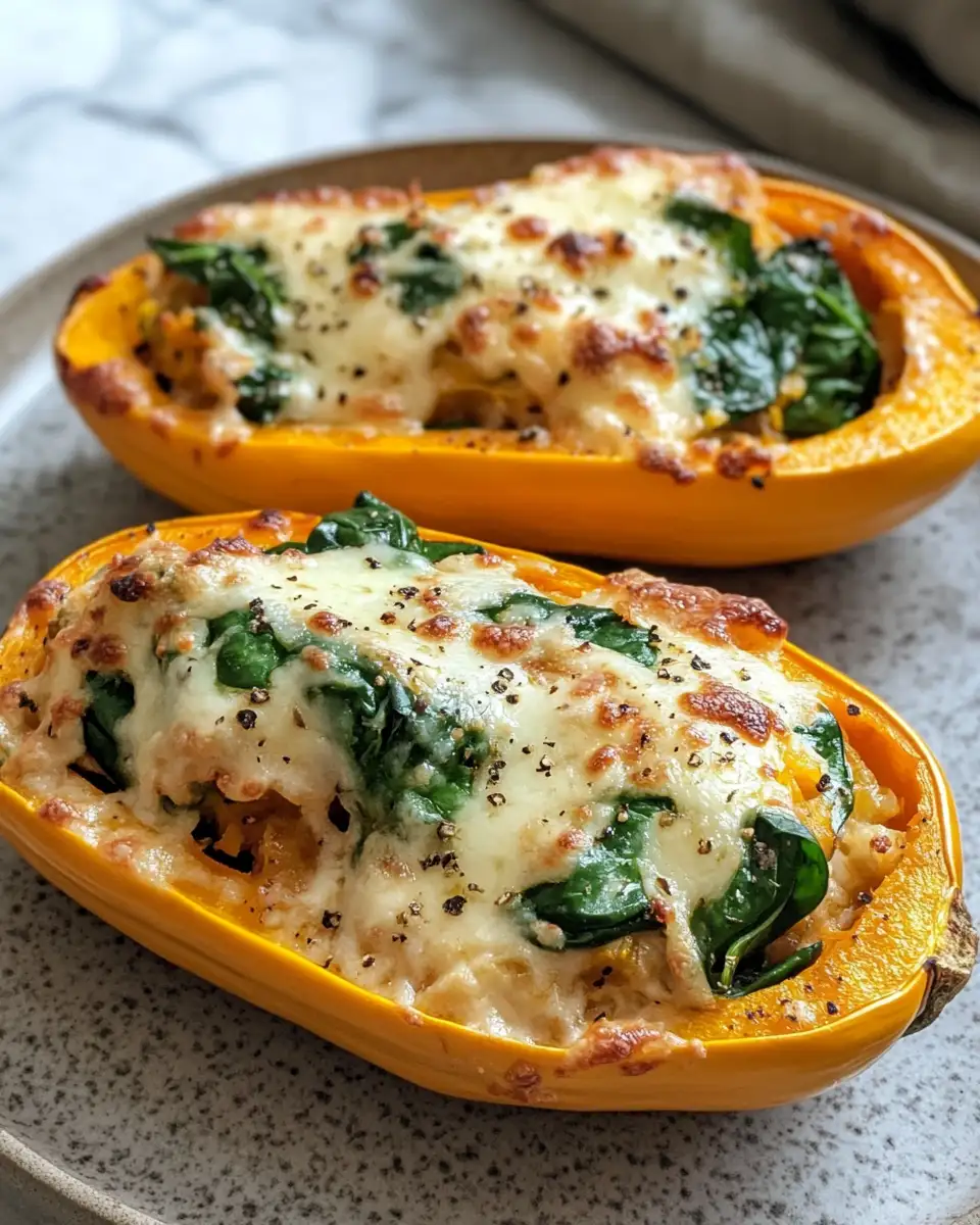 Final dish - Hearty Harvest Delight: Stuffed Butternut Squash with Spinach and Cheese