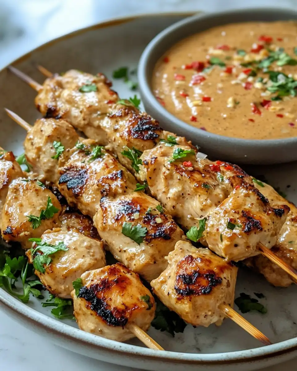 Final dish - Sizzling Thai Chicken Skewers with Irresistible Peanut Sauce