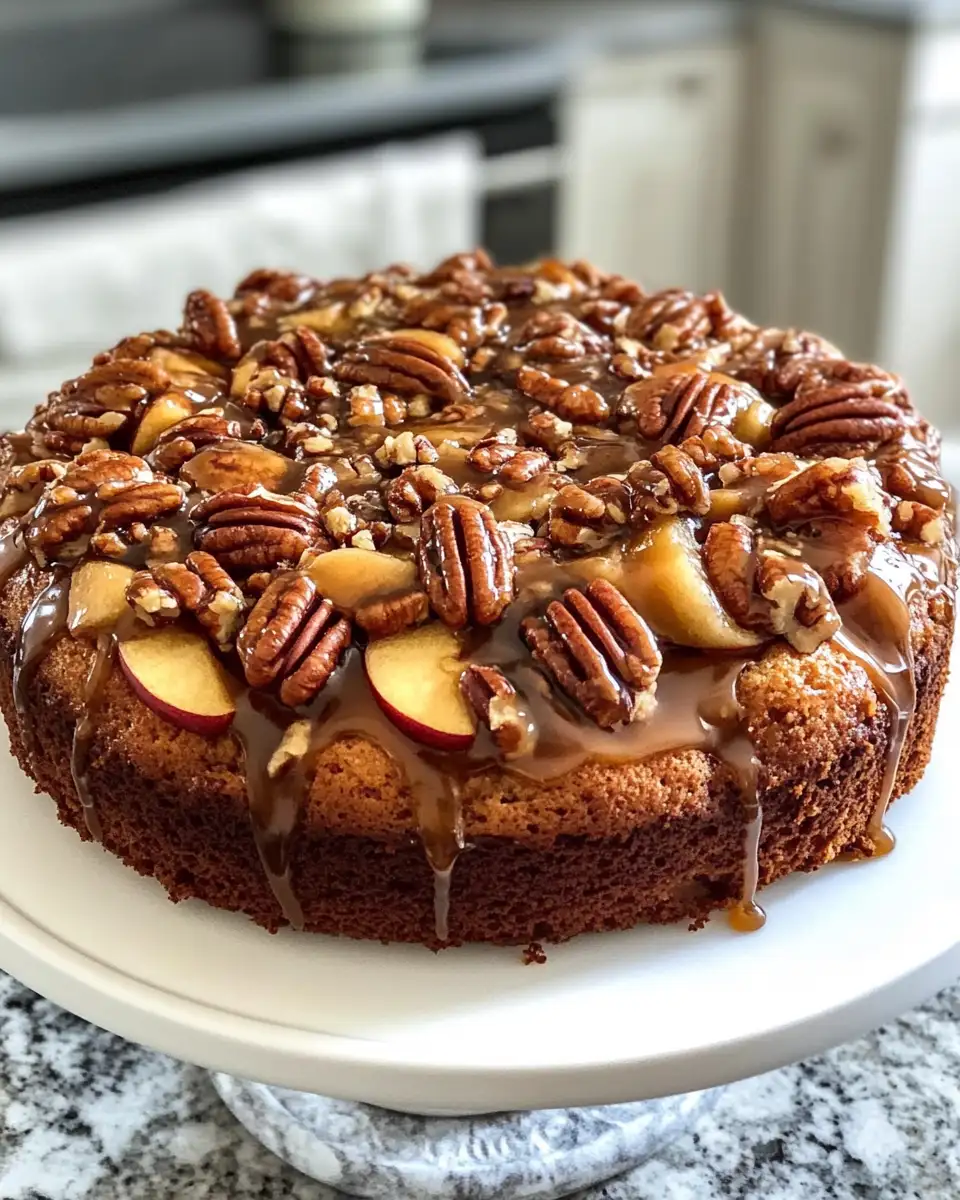 Final dish - Irresistibly Delicious: Apple Pecan Cake With Caramel Glaze Delight