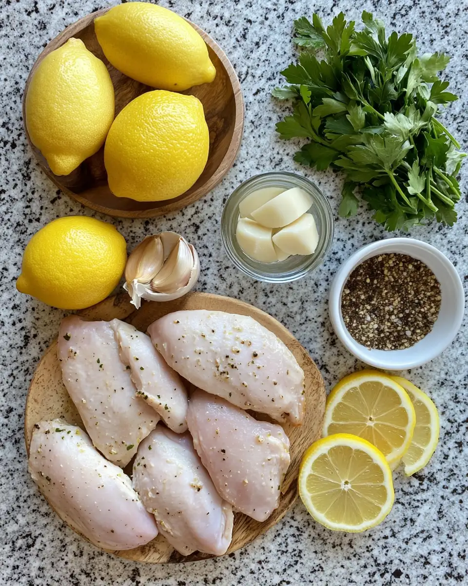 Ingredients for Zesty Delight: Baked Greek Lemon Chicken for a Flavorful Feast