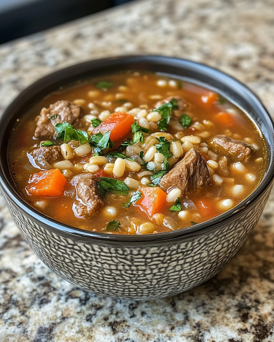 Final dish - Hearty and Delicious Beef Barley Soup Recipe to Warm Your Soul