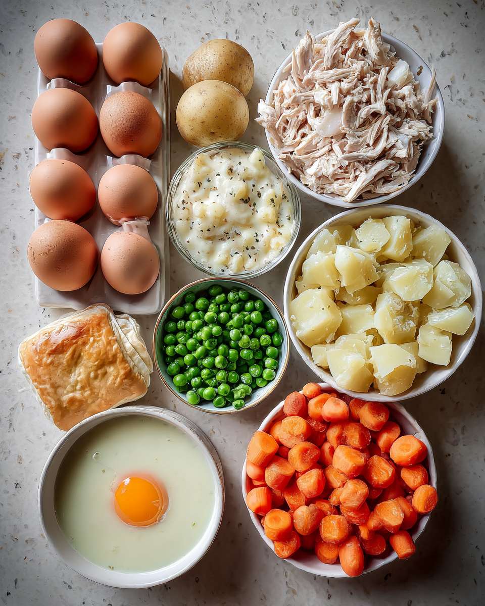 Ingredients for Comfort in a Dish: Irresistible Chicken Pot Pie Casserole Delight