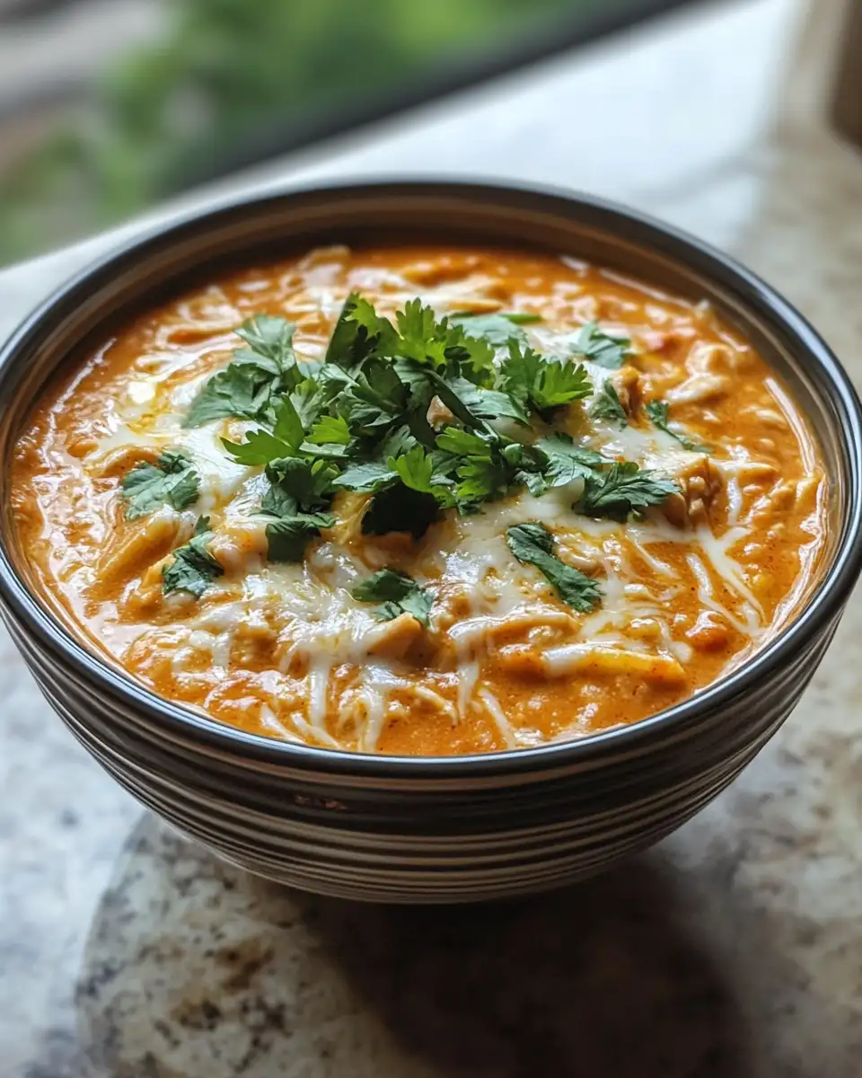 Final dish - Savor the Comfort: Creamy Chicken Enchilada Soup Delight