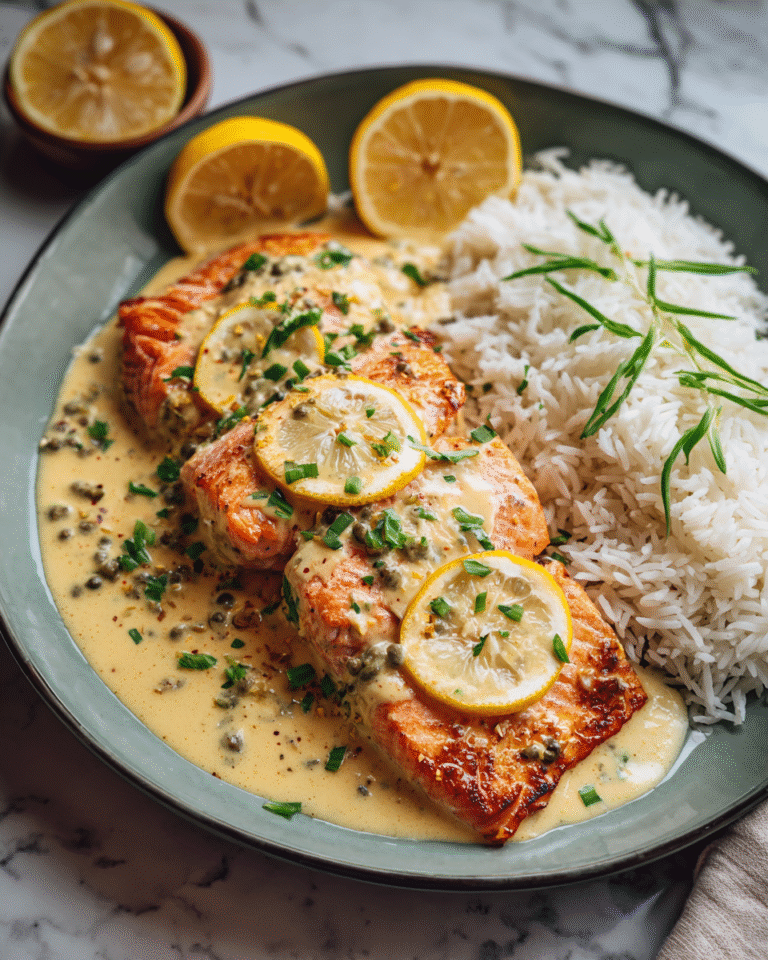 Indulge in Zesty Delight: Creamy Lemon Garlic Salmon Piccata Recipe - Featured Image