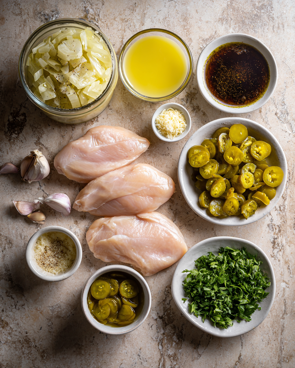 Ingredients for Creamy Pepperoncini Chicken Skillet Recipe You’ll Love