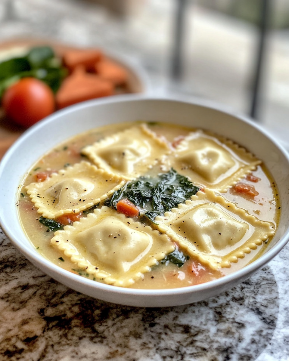 Final dish - Indulge in Comfort with Creamy Tuscan Ravioli Soup