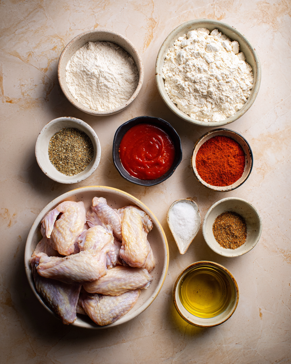 Ingredients for Ultimate Crispy Baked Chicken Wings Recipe for Game Day Delight