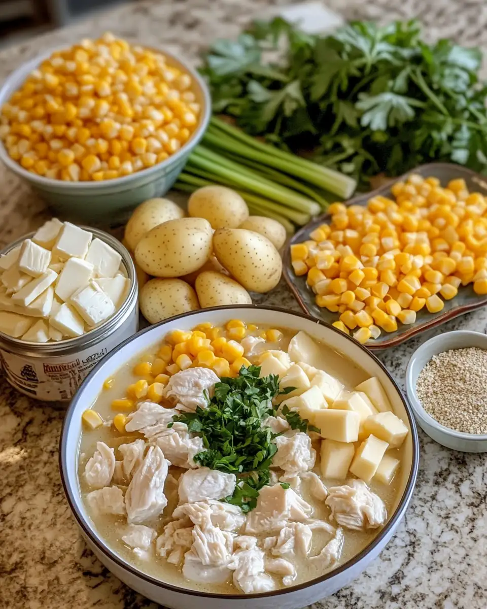 Ingredients for Cozy Up with Hearty Crockpot Chicken Corn Chowder