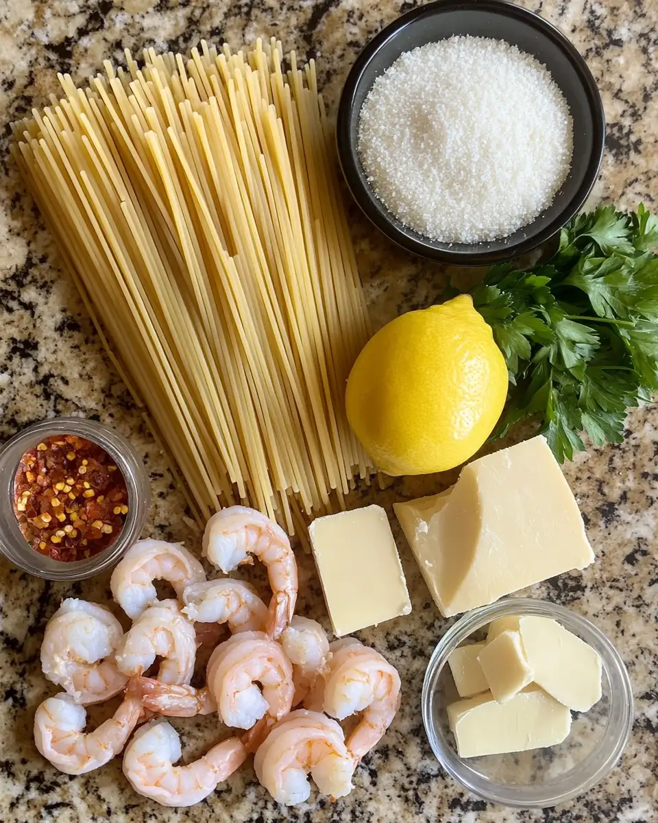Ingredients for Irresistible Garlic Butter Shrimp Pasta: A Flavorful Feast in Minutes