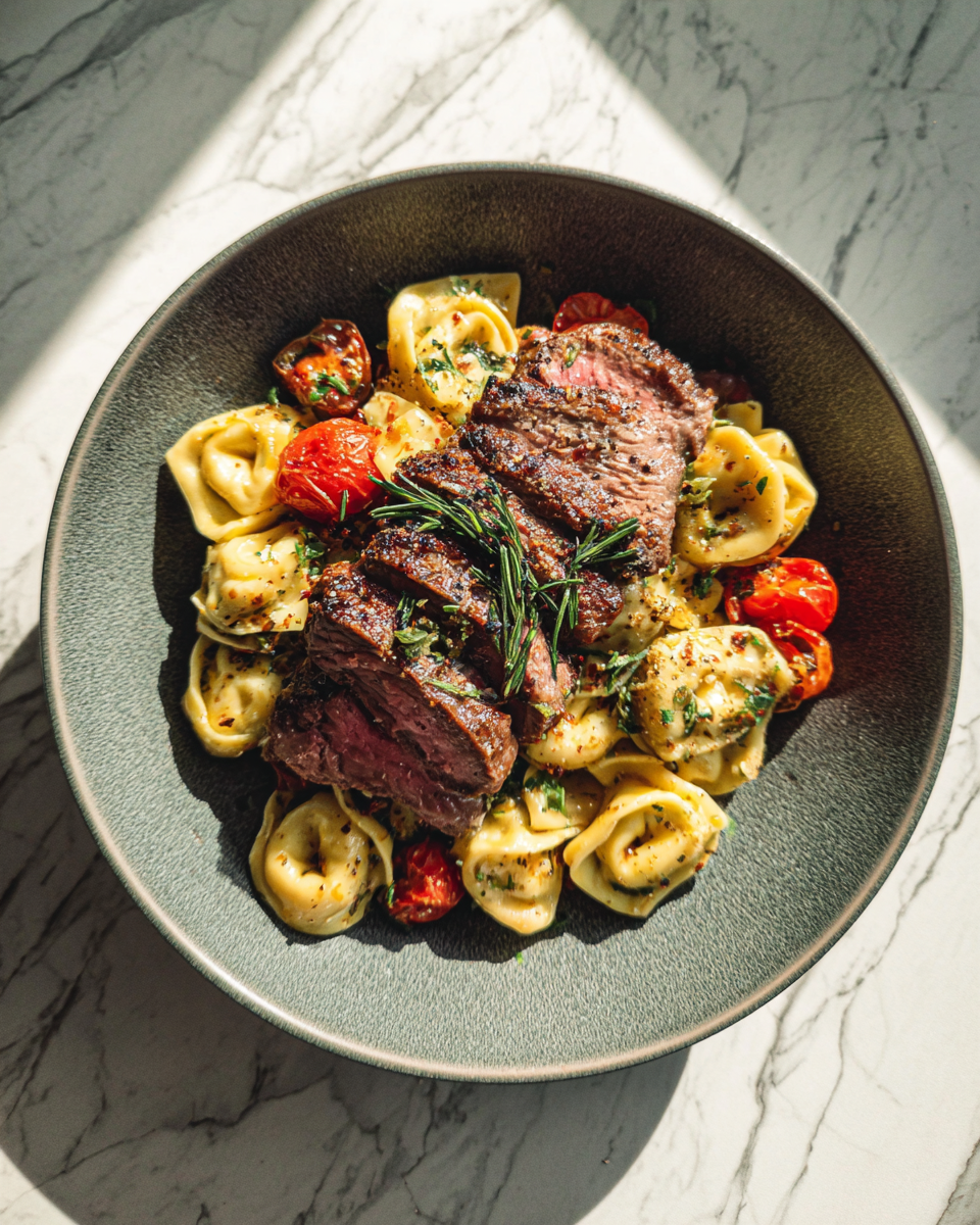 Final dish - Garlic Steak Tortellini Recipe That Will Elevate Your Dinner Game