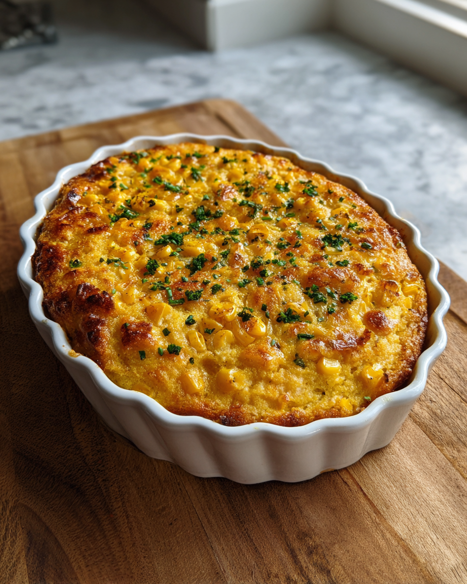 Final dish - Sweet and Savory Delight Honey-Glazed Corn Casserole Recipe