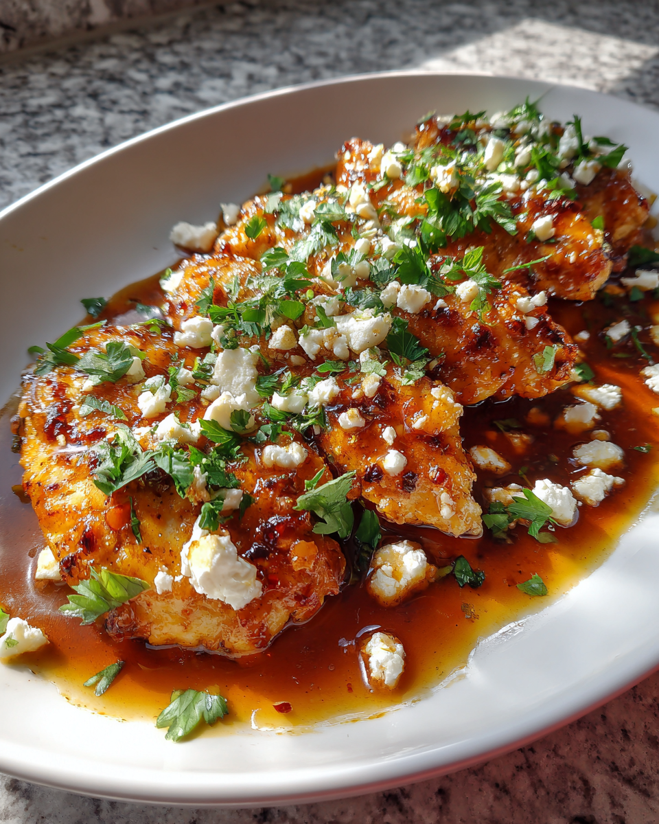 Final dish - Sweet Heat Delight Hot Honey Feta Chicken Recipe