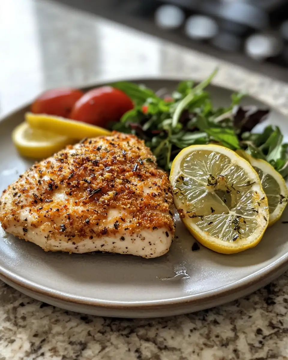 Final dish - Zesty Delight: Lemon Pecorino Crusted Chicken Extravaganza