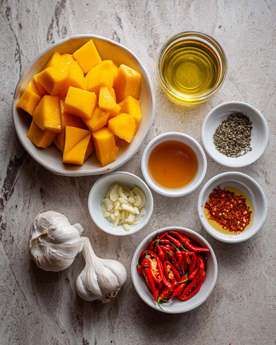 Ingredients for Sweet Heat Delight Mango Habanero Honey Garlic Sauce Recipe