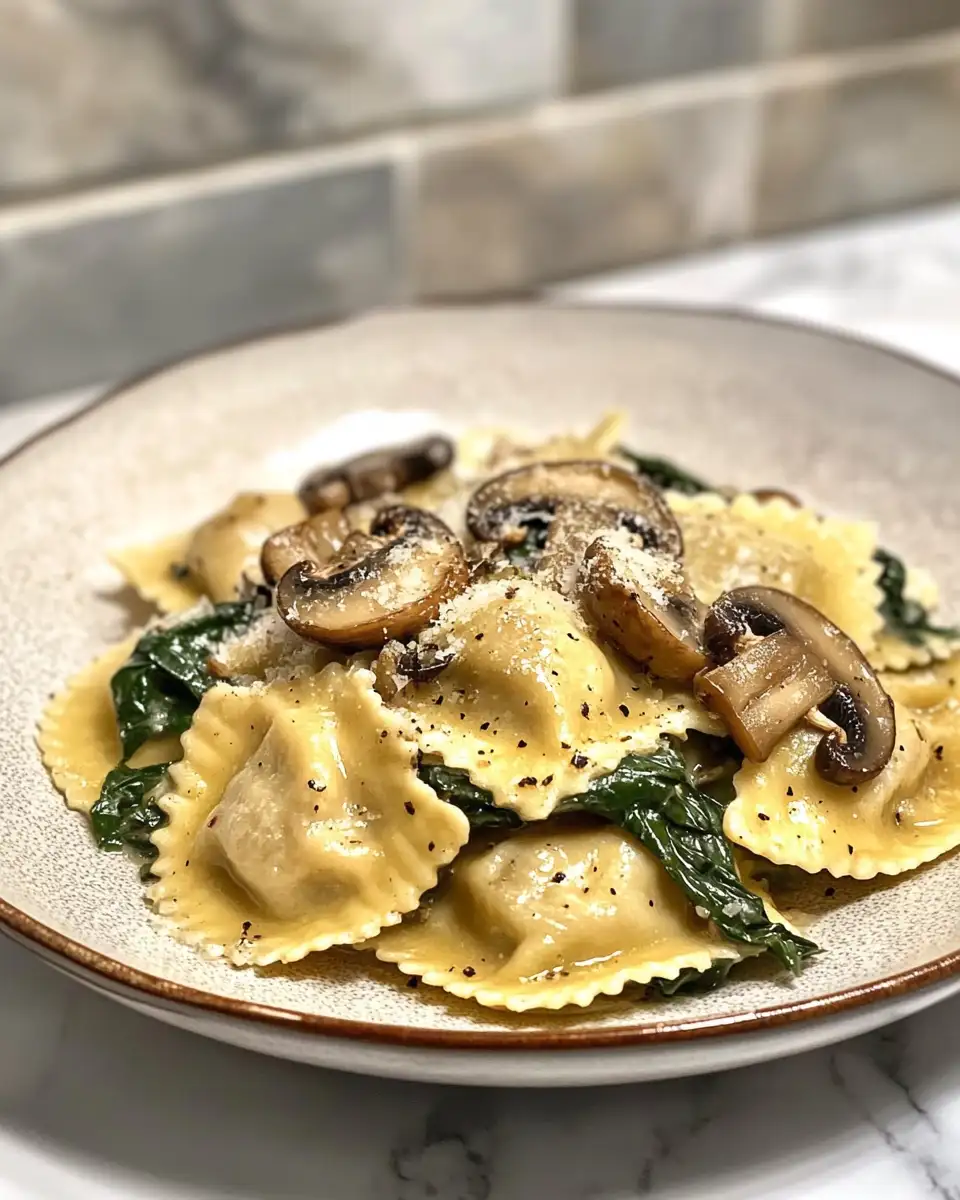 Final dish - Mouthwatering Mushroom Ravioli with Spinach: A Delicious Twist on Italian Comfort Food