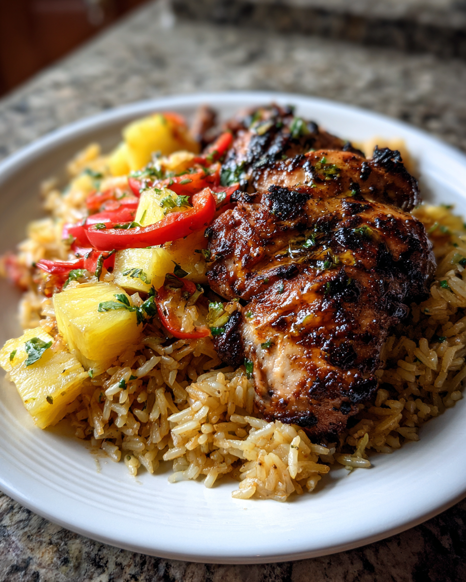 Final dish - Savor the Tropics: One Pan Jerk Chicken with Pineapple Coconut Rice Delight