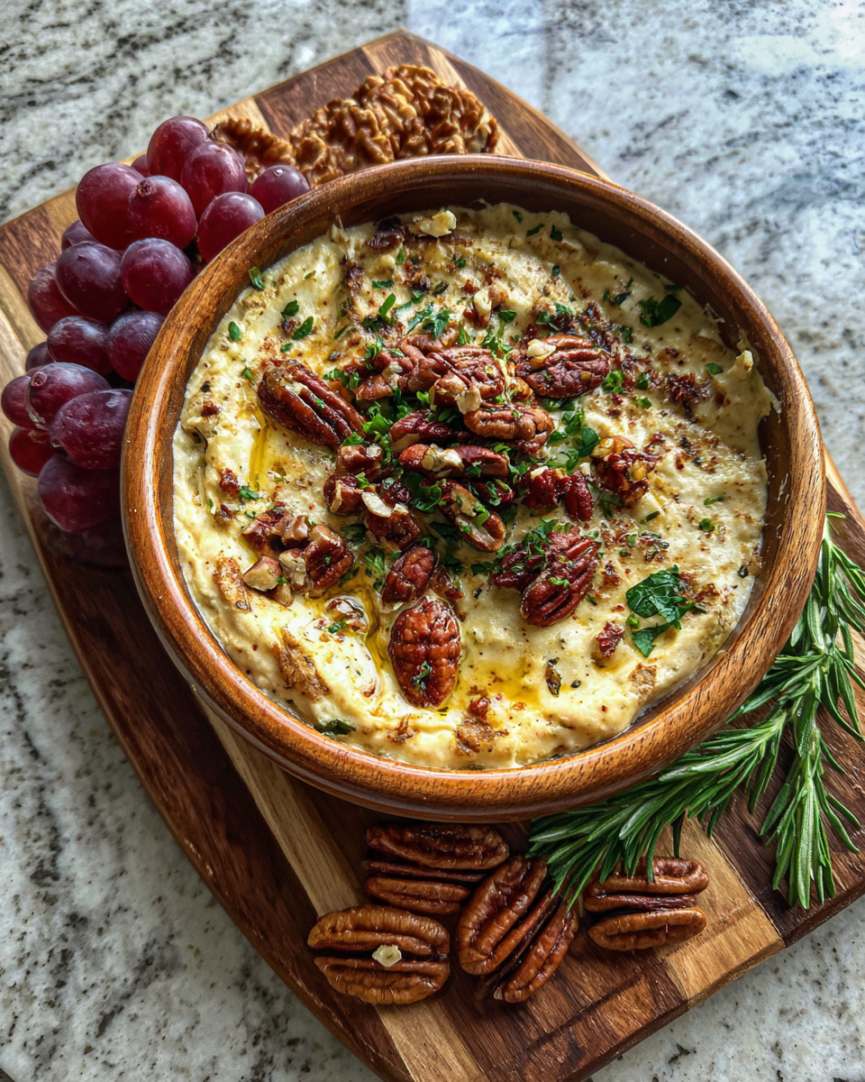 Final dish - Indulge in the Perfect Blend: Parmesan and Honey Pecan Cheese Dip Delight