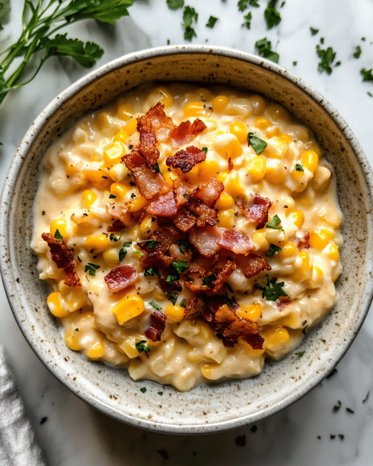 Irresistibly Creamy Slow Cooker Cheddar Corn with Crispy Bacon Bliss - Featured Image
