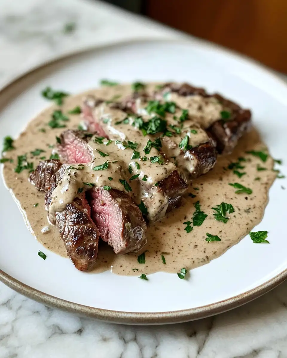 Final dish - Savor the Flavor: Tender Steak with Rich Garlic Cream Sauce