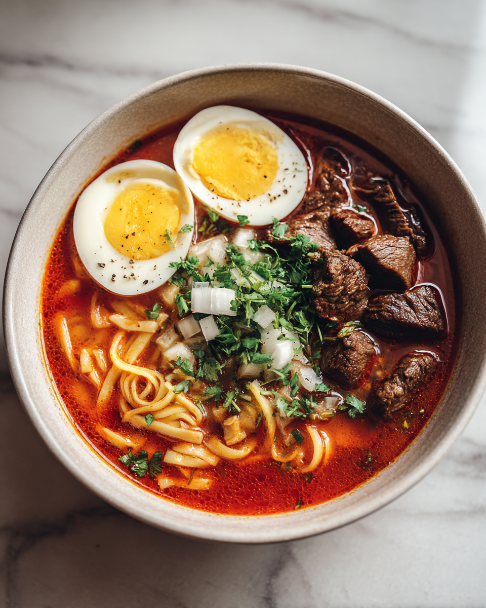 Final dish - Savor the Comfort: Tomato Egg and Beef Noodle Soup Delight