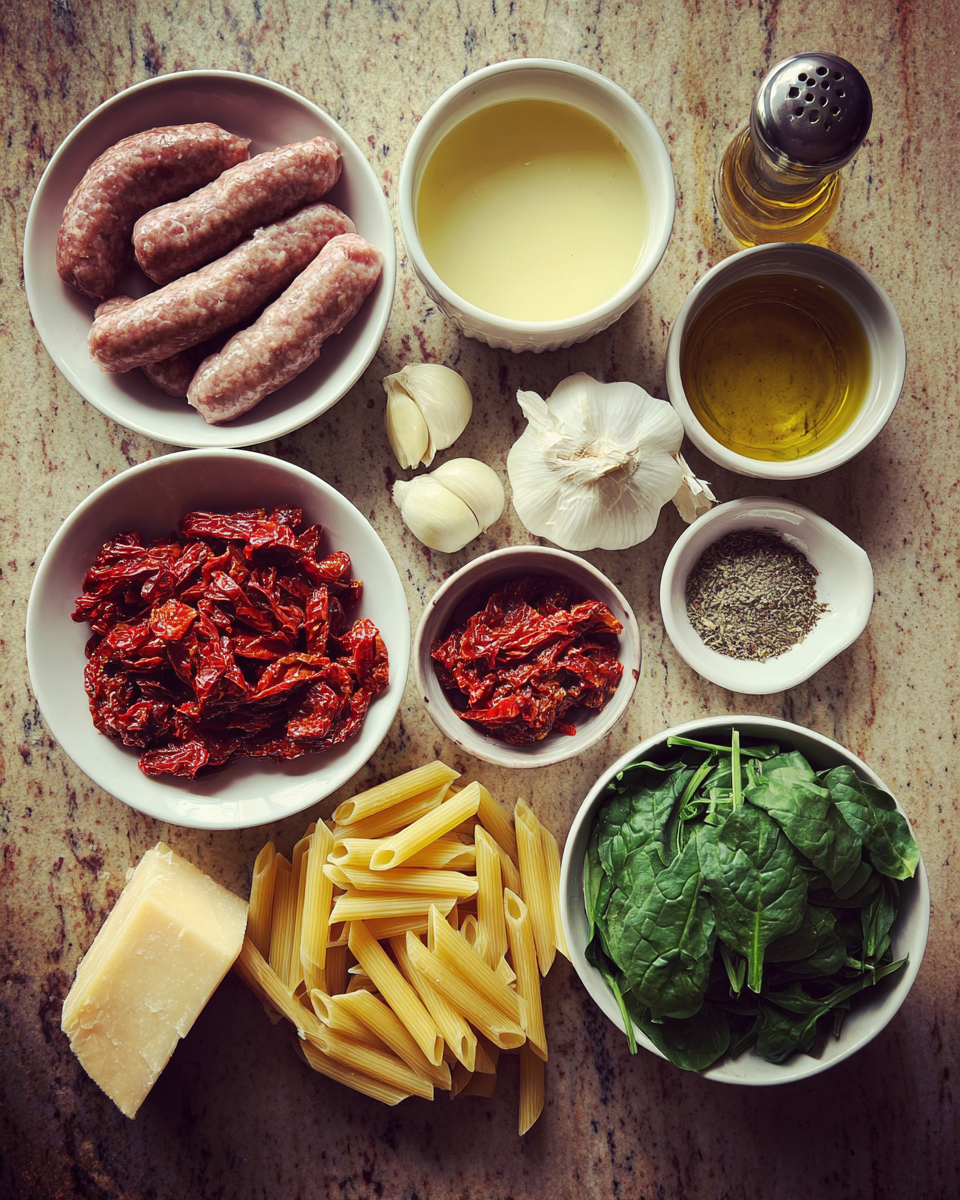 Ingredients for Savor the Flavors of Italy: Irresistible Tuscan Sausage Pasta Delight