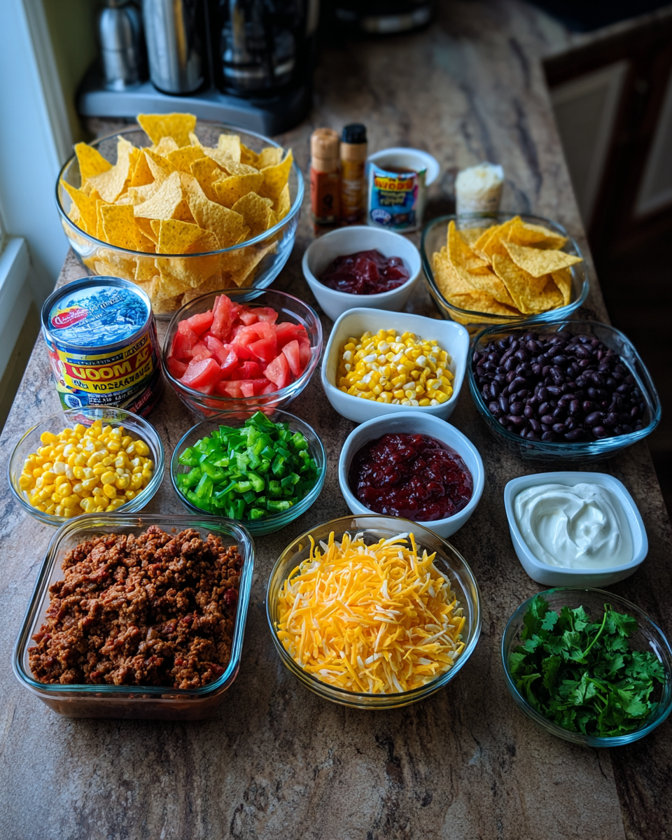 Ingredients for Satisfy Your Cravings with a Delectable Walking Taco Casserole Delight