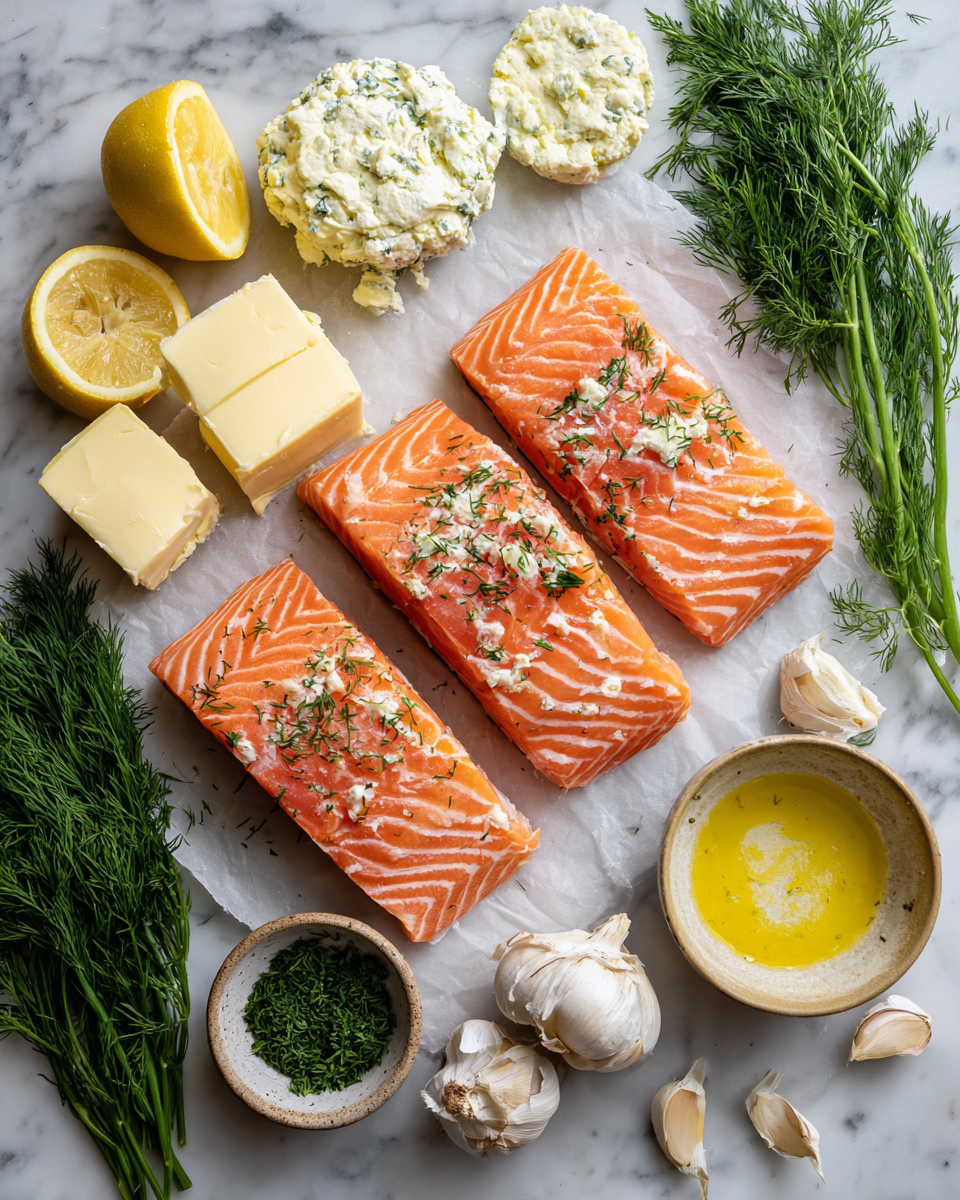 Ingredients for Irresistible Baked Boursin Salmon Recipe for a Gourmet Dinner