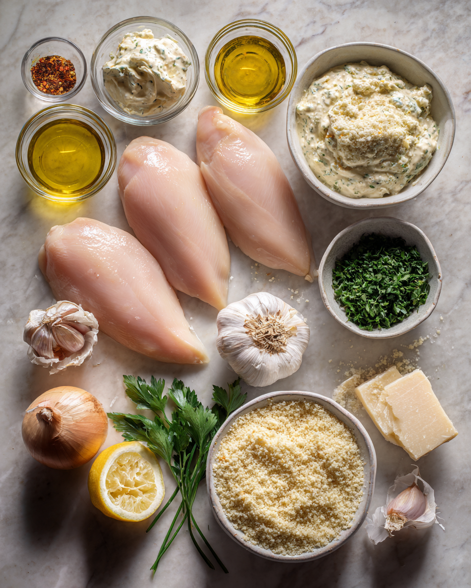 Ingredients for Irresistible Baked Caesar Chicken with Creamy Sauce Recipe