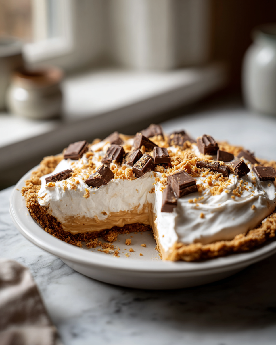 Final dish - Irresistible Butterfinger Pie with Creamy Peanut Butter Delight