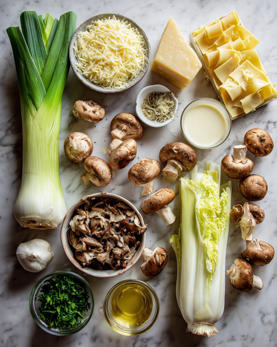 Ingredients for Decadent Caramelized Leek and Mushroom Gruyere Pasta Recipe You Need to Try