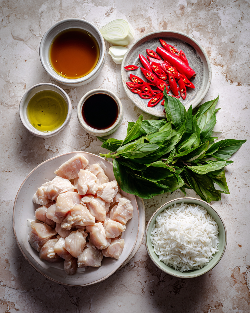 Ingredients for Savor the Flavors of Chicken with Thai Basil for an Irresistible Meal