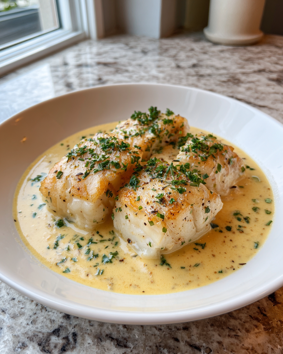 Final dish - Creamy Cod in Coconut Lemon Sauce That Will Wow Your Taste Buds
