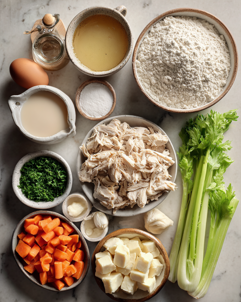 Ingredients for Cracker Barrel Style Chicken and Dumplings Recipe That Feels Like Home
