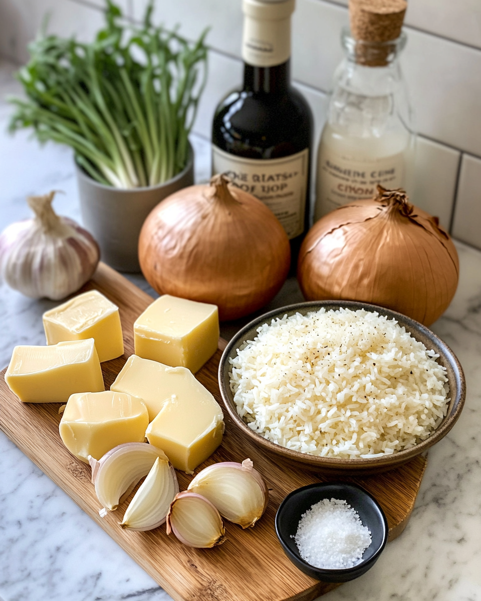Ingredients for Ultimate Comfort Food Fusion French Onion Soup Rice Recipe