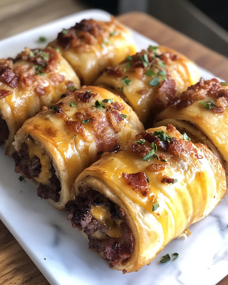 Final dish - Mouthwatering Garlic Butter Bacon Cheeseburger Rollups You Need to Try