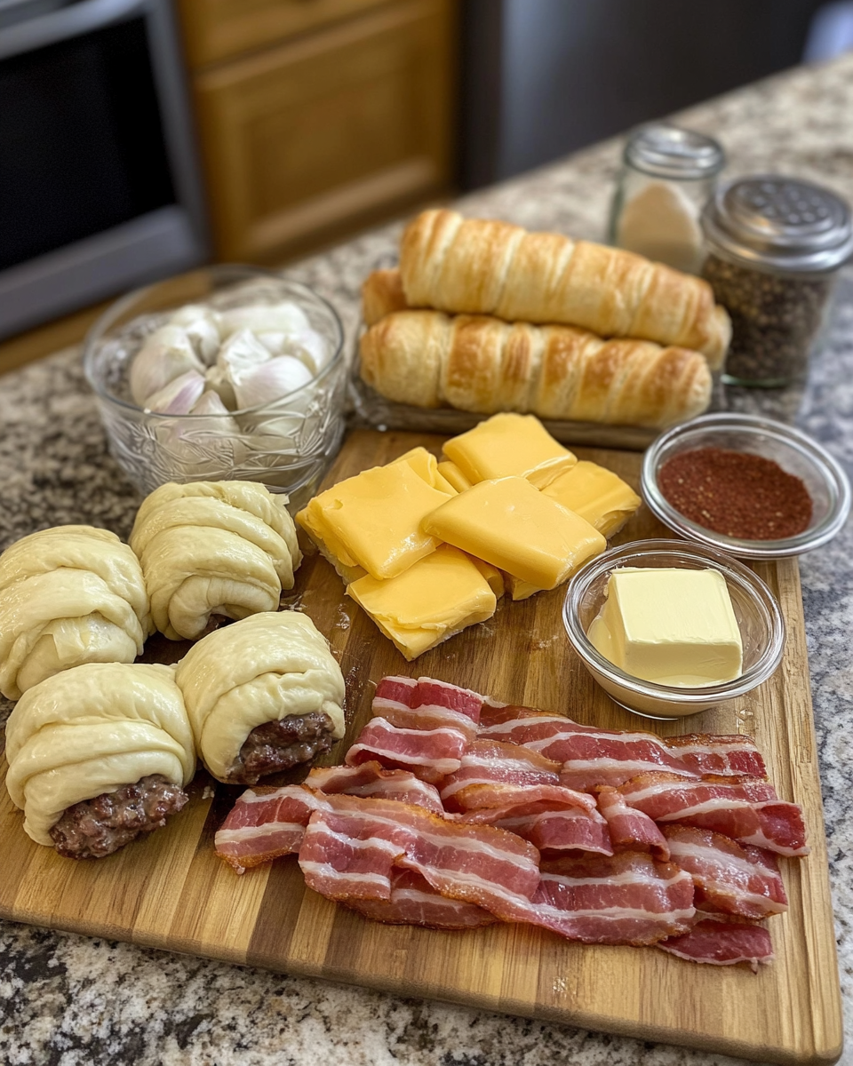 Ingredients for Mouthwatering Garlic Butter Bacon Cheeseburger Rollups You Need to Try