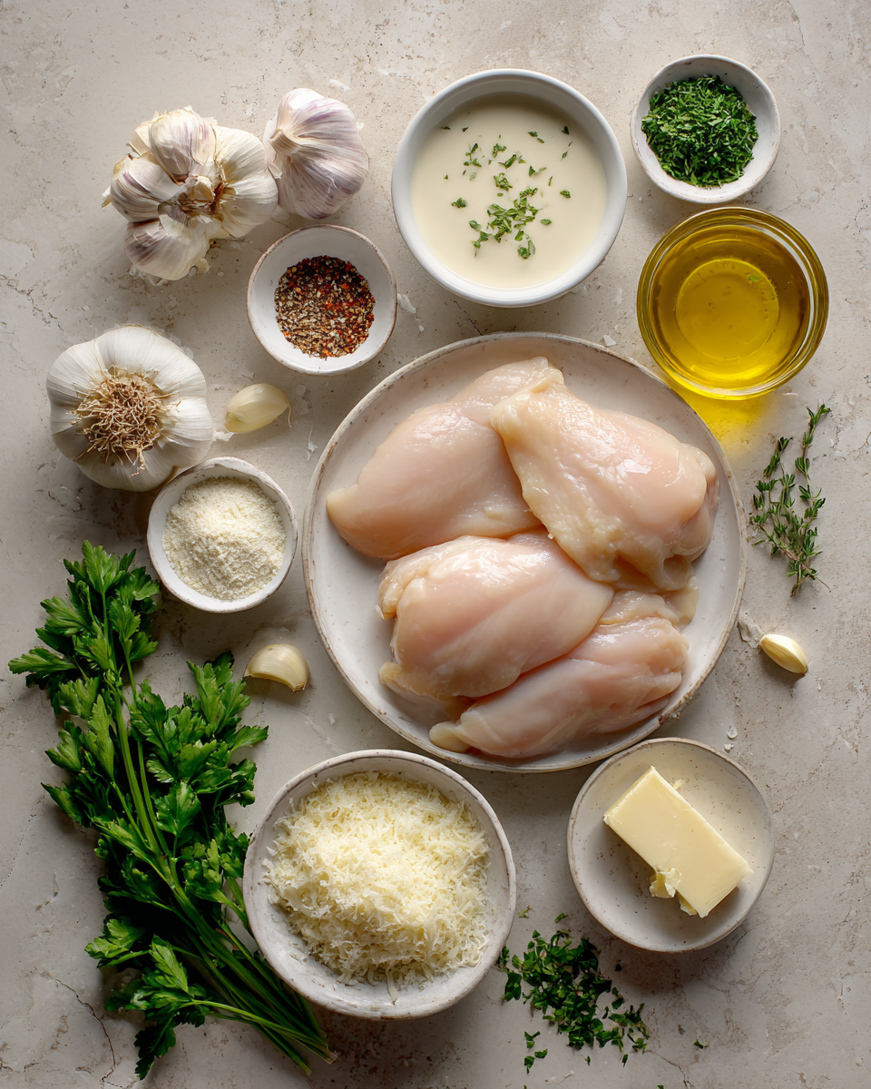 Ingredients for Irresistible Garlic Chicken in a Creamy Sauce Recipe You Have to Try