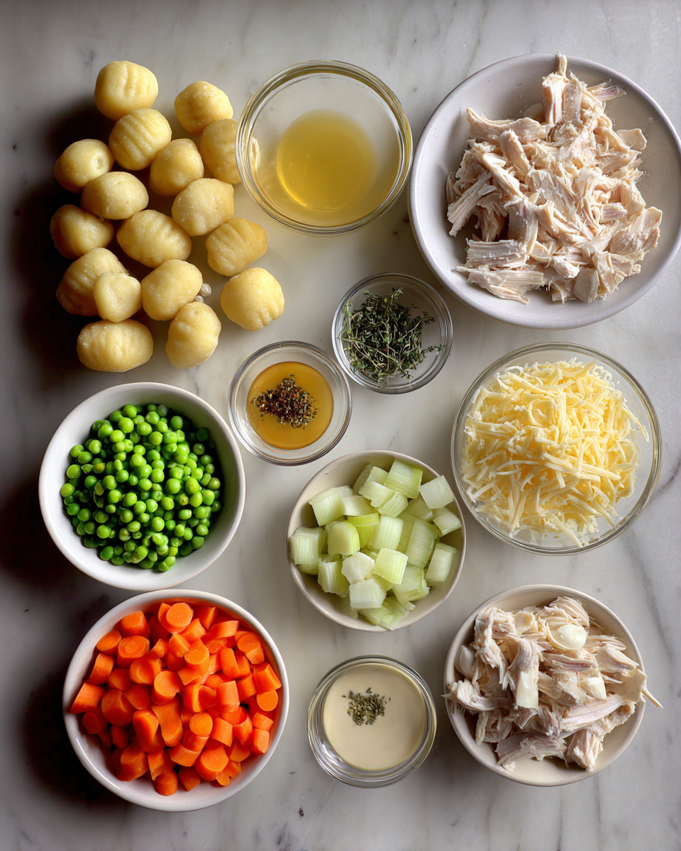 Ingredients for Comfort Food Reimagined with Gnocchi Chicken Pot Pie